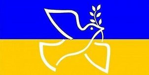 Ukrainische Flagge mit Friedenstaube